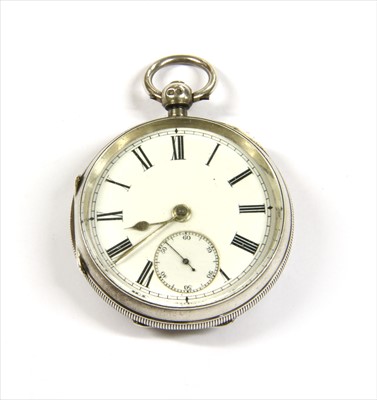 Lot 87 - A sterling silver key wound open-faced pocket watch