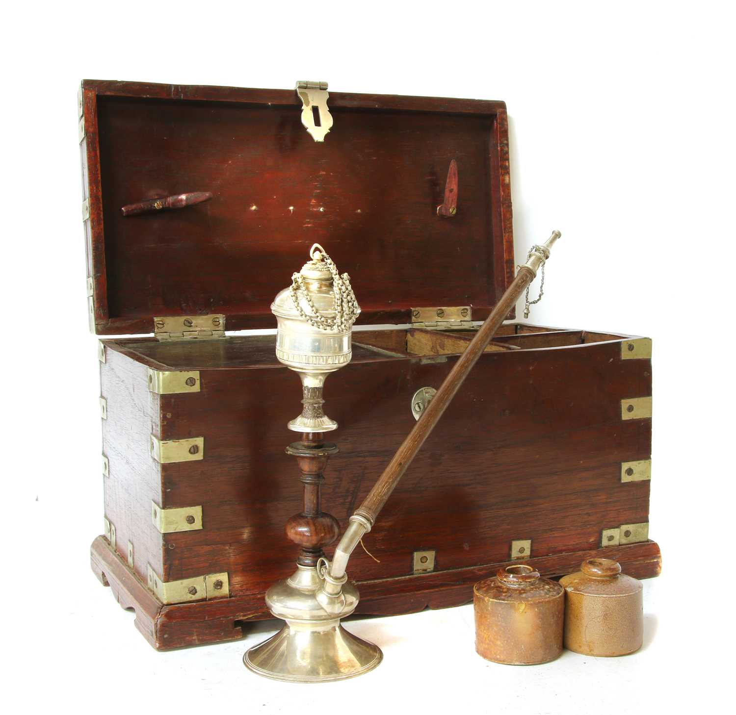 Lot 154 - A Japanese smoking box, with water pipe