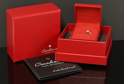 Lot 282 - A platinum single stone 'Canada Ice' diamond ring