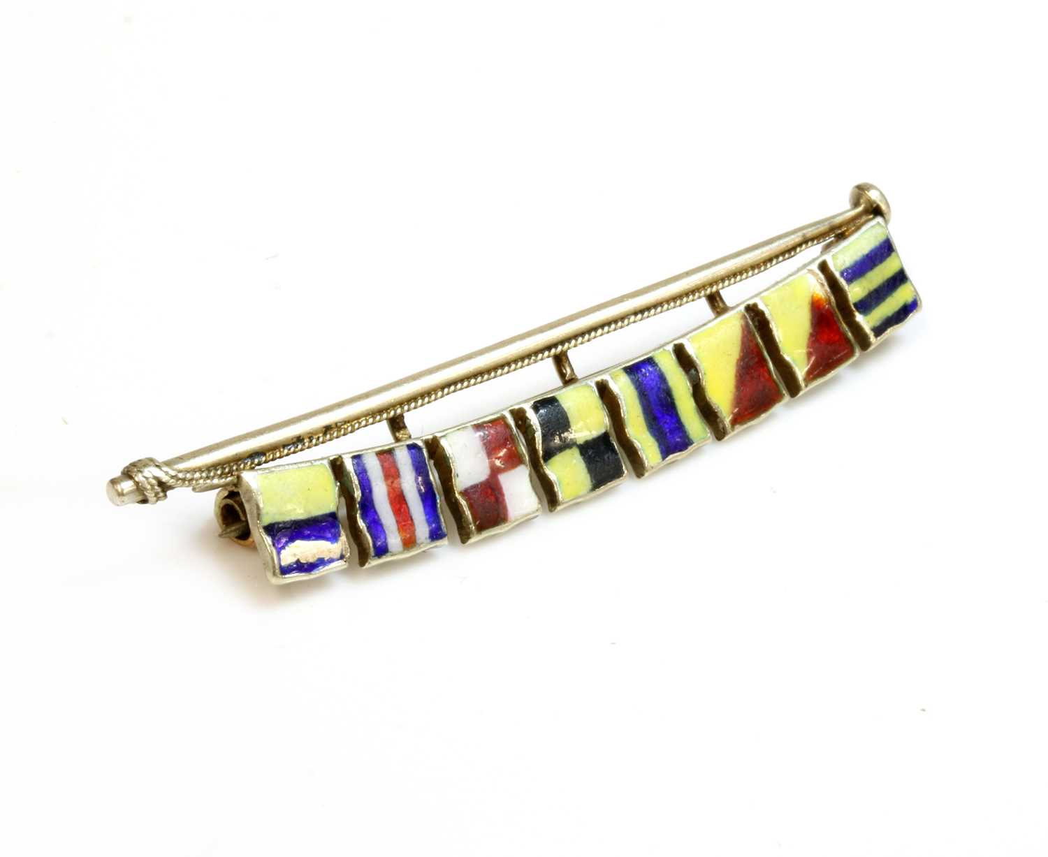 Lot 177 - A gold and enamel signal flag brooch, c.1930
