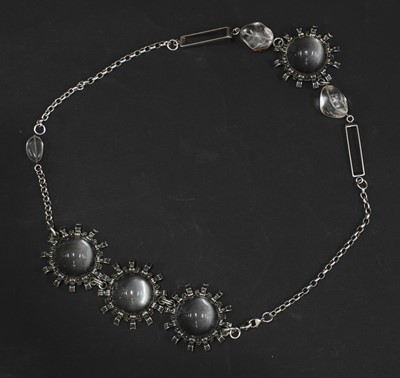 Lot 175 - A silver rock crystal and glass necklace and bracelet suite
