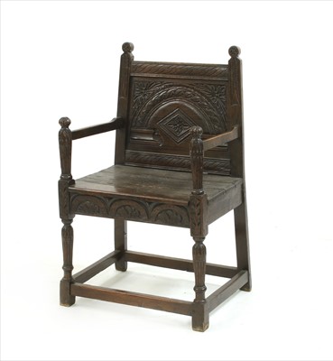 Lot 465 - Early 19th century carved oak hall chair