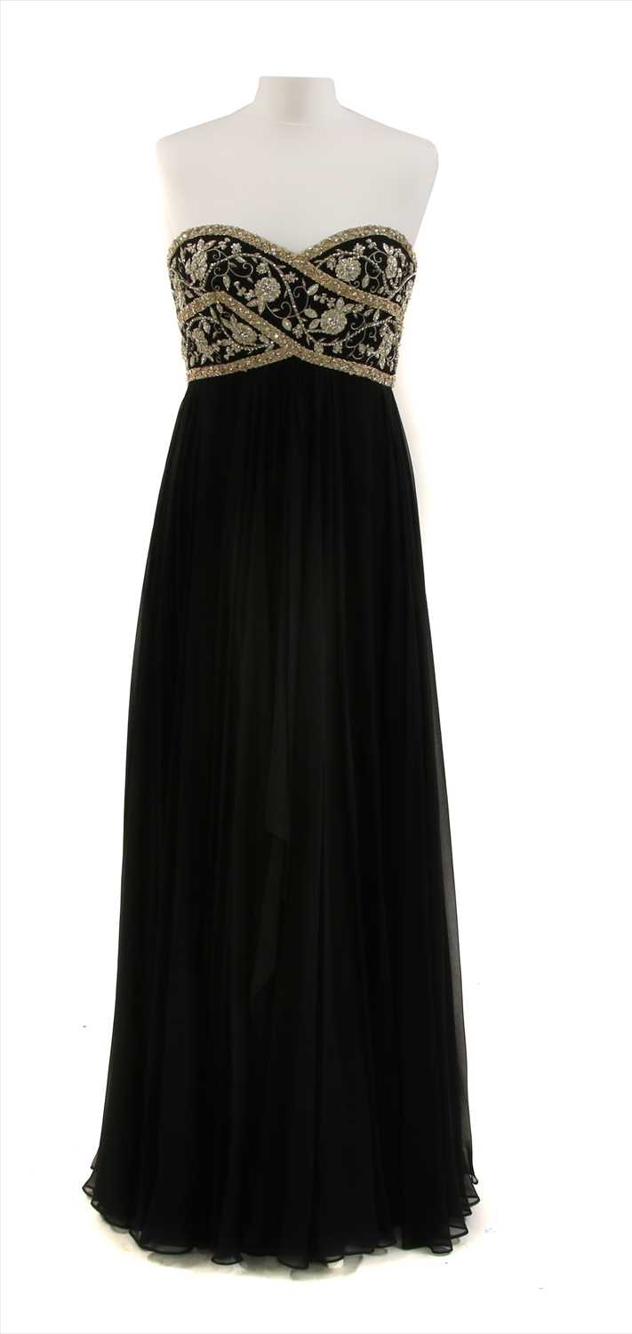 Lot 100 - A Marchesa black empire line full-length dress