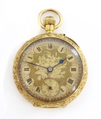 Lot 496 - An 18ct gold mechanical top wind fob watch