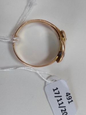 Lot 491 - A Victorian 15ct gold sapphire and diamond twin snake ring