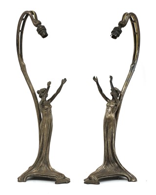 Lot 77 - A pair of WMF silver-plated figural table lamps