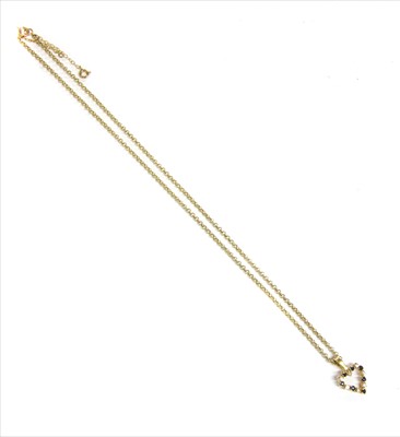 Lot 52 - A 9ct gold diamond and sapphire heart pendant