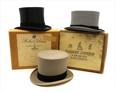 Lot 1138 - Two Herbert Johnson top hats and one other