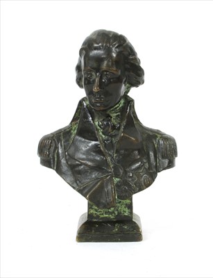 Lot 201 - A small bronze bust of Nelson