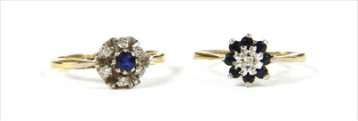 Lot 72 - A gold sapphire and diamond cluster ring