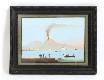 Lot 327 - Neapolitan School, 1848, Vesuvius erupting, gouache
