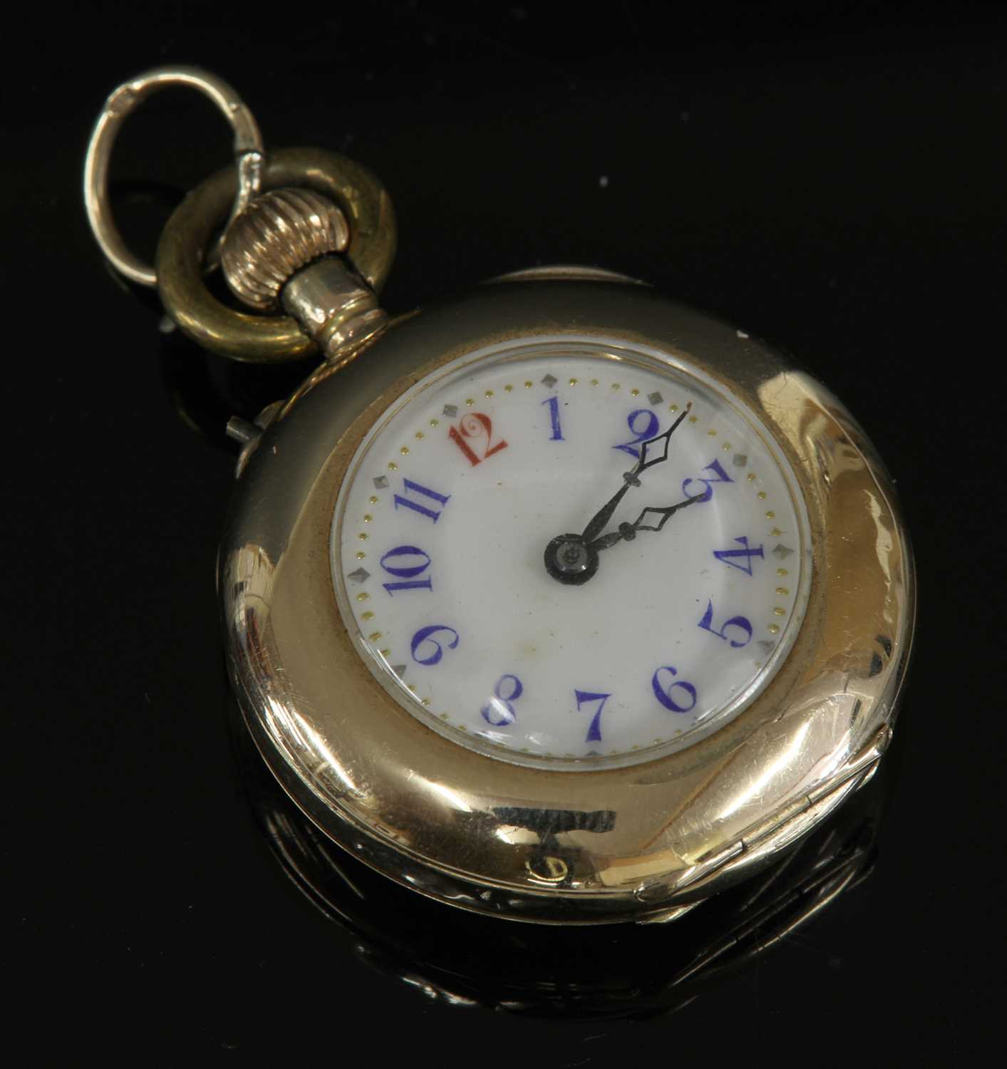 Lot 50 - A late Victorian Swiss gold top wind fob watch