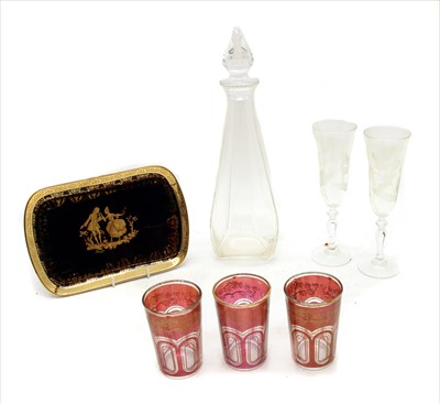 Lot 288 - A collection of cut glass champagne flutes