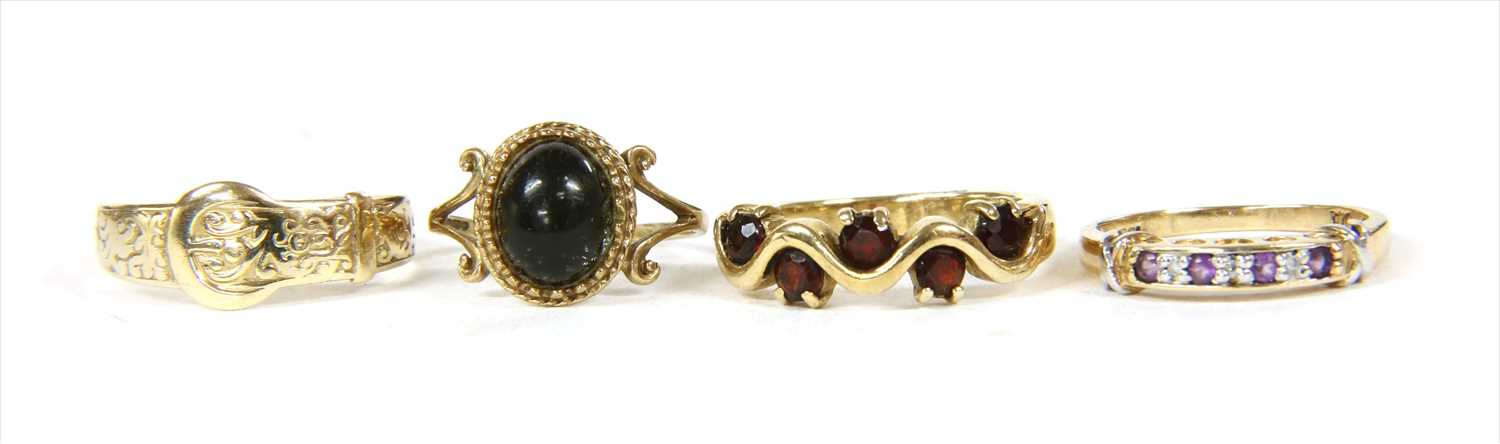 Lot 43 - Four 9ct gold rings