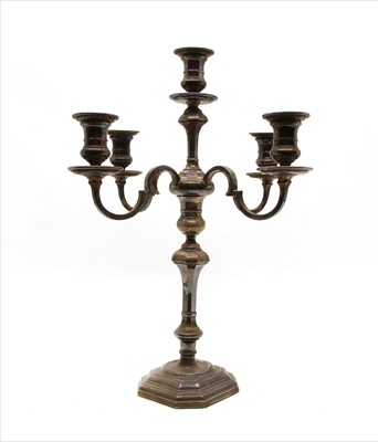 Lot 190 - A silver plated four branch candelabra