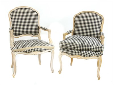 Lot 429 - A pair of limed wood fauteuils