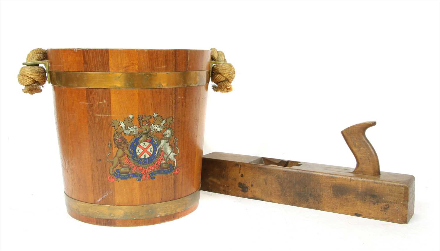 Lot 313 - A wooden Regency style coopered fire bucket
