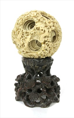 Lot 222 - A Chinese ivory puzzle ball