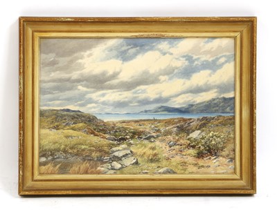 Lot 330 - William Stuart Lloyd (British, 1845-1929), Highland loch with a fisherman on a bank
