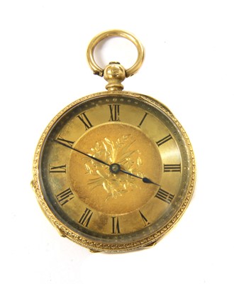 Lot 152 - A gold open-faced key wound fob watch