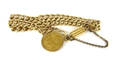 Lot 37 - A 9ct gold graduated double curb link bracelet