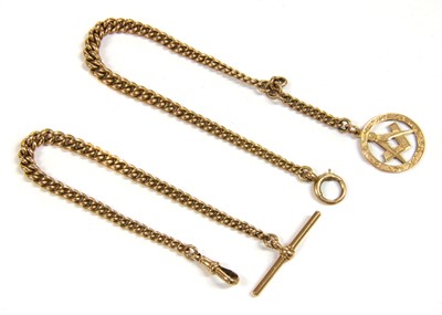 Lot 145 - A 9ct gold graduated curb link double Albert chain