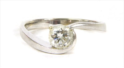 Lot 51 - A white gold single stone diamond ring