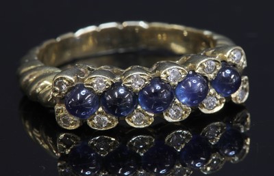 Lot 197 - A Continental gold sapphire and diamond ring