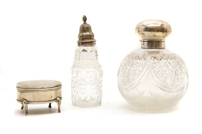 Lot 86A - A silver mounted cut glass globular scent bottle