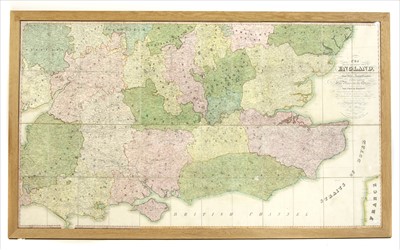 Lot 402A - A Jon Hebner large framed coloured map of the Grand Southern Tour of England