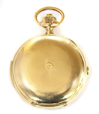 Lot 178 - A Swiss gold hunter repeater chronograph pocket watch