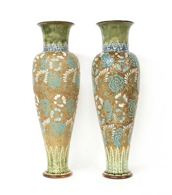 Lot 141 - A pair of Royal Doulton 'Doulton & Slaters Patent' vases