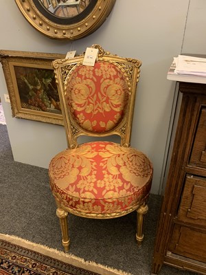 Lot 692 - A pair of French Louis XVI-style giltwood salon chairs