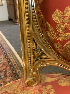 Lot 692 - A pair of French Louis XVI-style giltwood salon chairs