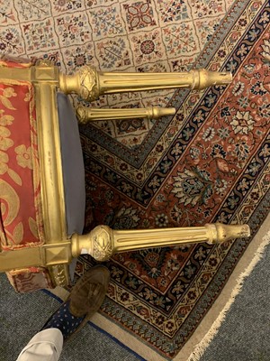 Lot 692 - A pair of French Louis XVI-style giltwood salon chairs