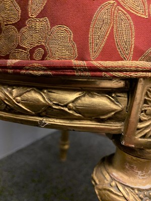 Lot 692 - A pair of French Louis XVI-style giltwood salon chairs