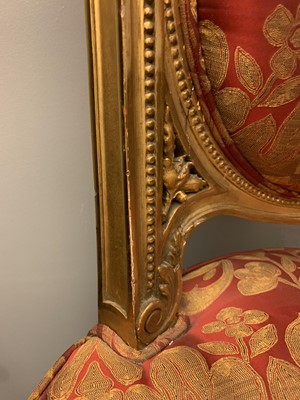 Lot 692 - A pair of French Louis XVI-style giltwood salon chairs