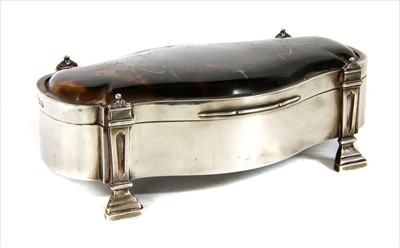 Lot 206 - A sterling silver tortoiseshell dressing table box