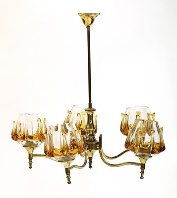 Lot 312 - A Murano amber glass chandelier
