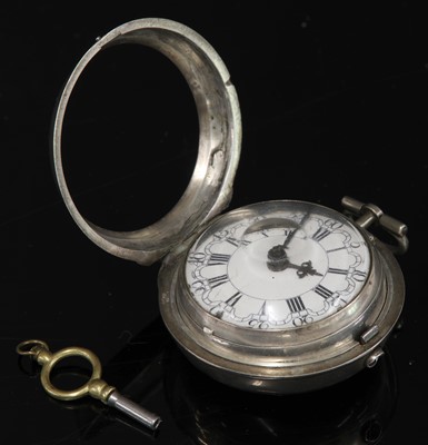 Lot 330 - A silver pair cased open-faced pocket watch