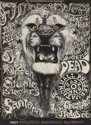 Lot 218 - A rare Grateful Dead, Santana Lion handbill/postcard