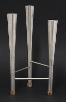 Lot 49 - A Campden stainless steel three branch candlestick