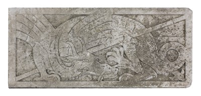Lot 498 - A carved marble bas-relief of a dragon