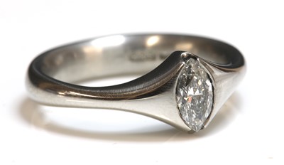 Lot 288 - A platinum single stone marquise cut diamond ring by Paul Spurgeon, c.2016