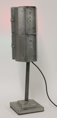 Lot 352 - A polished metal 'traffic light' table lamp