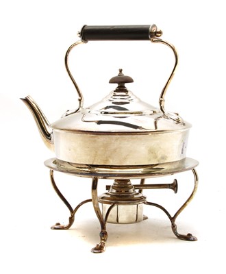 Lot 174 - An early 20th Century silver spirit kettle and stand