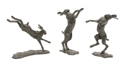 Lot 172 - Sue Maclaurin (b.1948) large boxing Hares