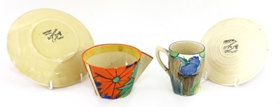 Lot 373 - A Clarice Cliff 'Umbrellas and Rain' pattern teacup and saucer