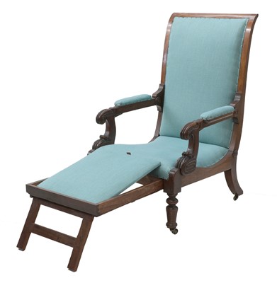 Lot 279 - A rosewood reclining Daw's patent library armchair