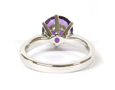 Lot 145 - An 18ct white gold amethyst and diamond ring